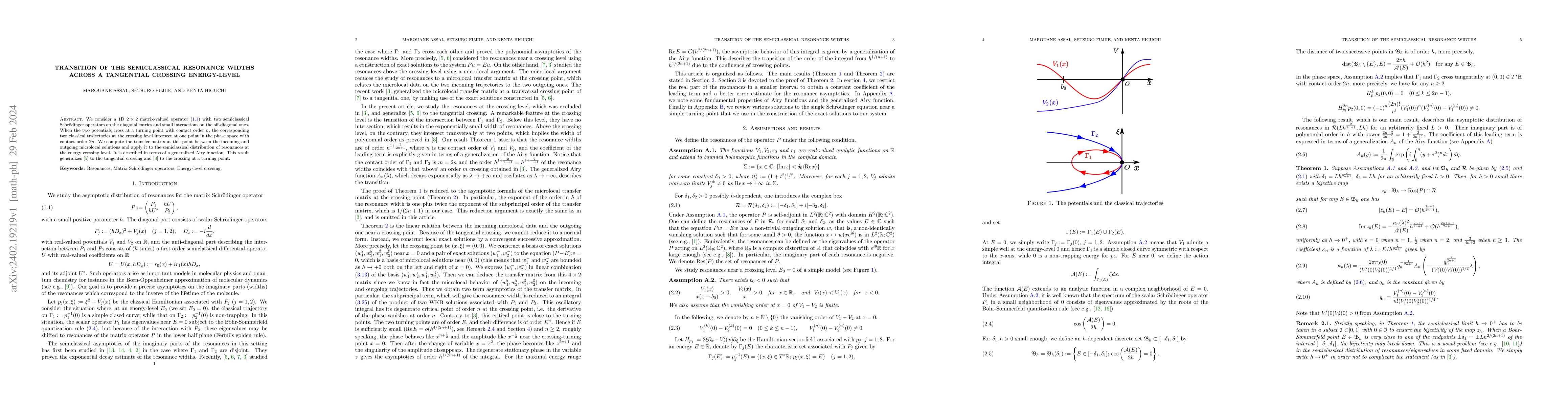 Thumbnail for Transition of the semiclassical resonance widths across a tangential
  crossing energy-level