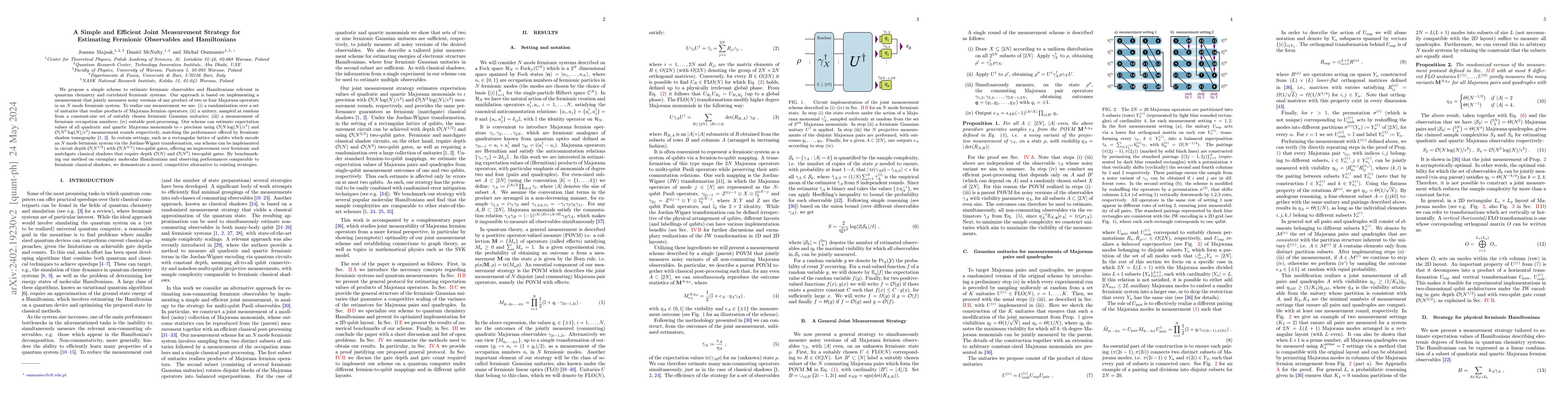 Thumbnail for A Simple and Efficient Joint Measurement Strategy for Estimating
  Fermionic Observables and Hamiltonians