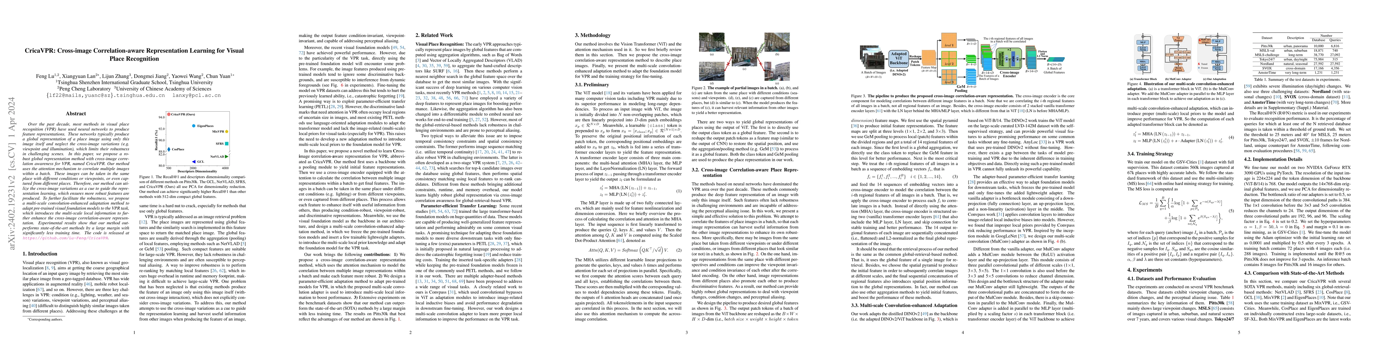 Thumbnail for CricaVPR: Cross-image Correlation-aware Representation Learning for
  Visual Place Recognition