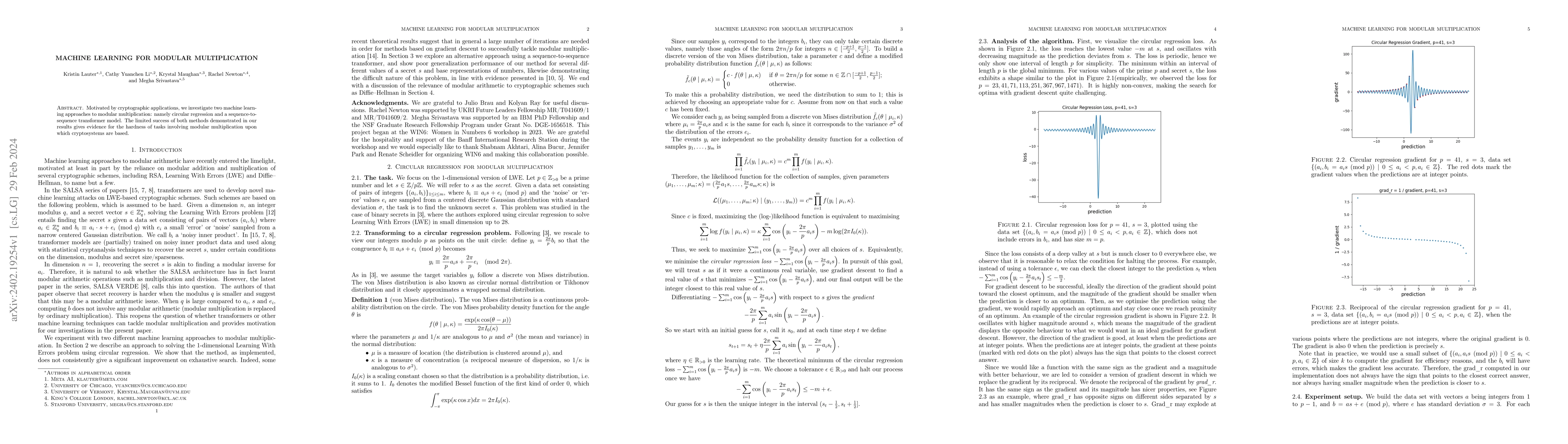 Thumbnail for Machine learning for modular multiplication