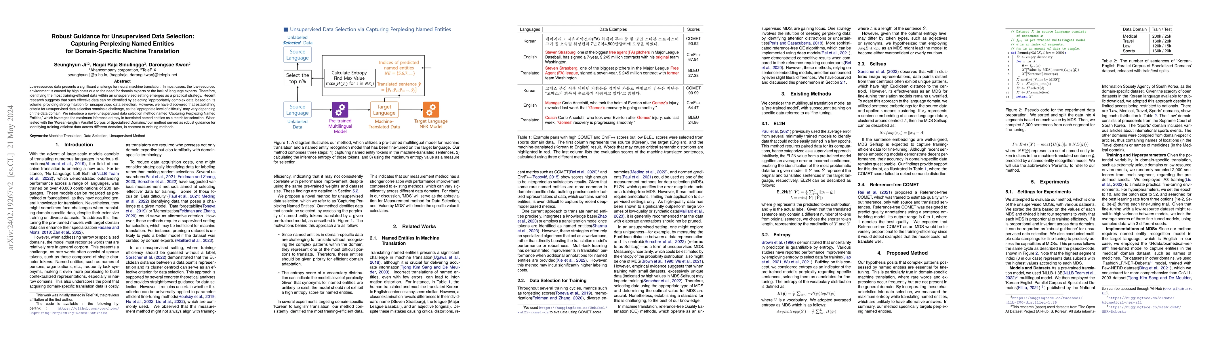 Thumbnail for Robust Guidance for Unsupervised Data Selection: Capturing Perplexing
  Named Entities for Domain-Specific Machine Translation