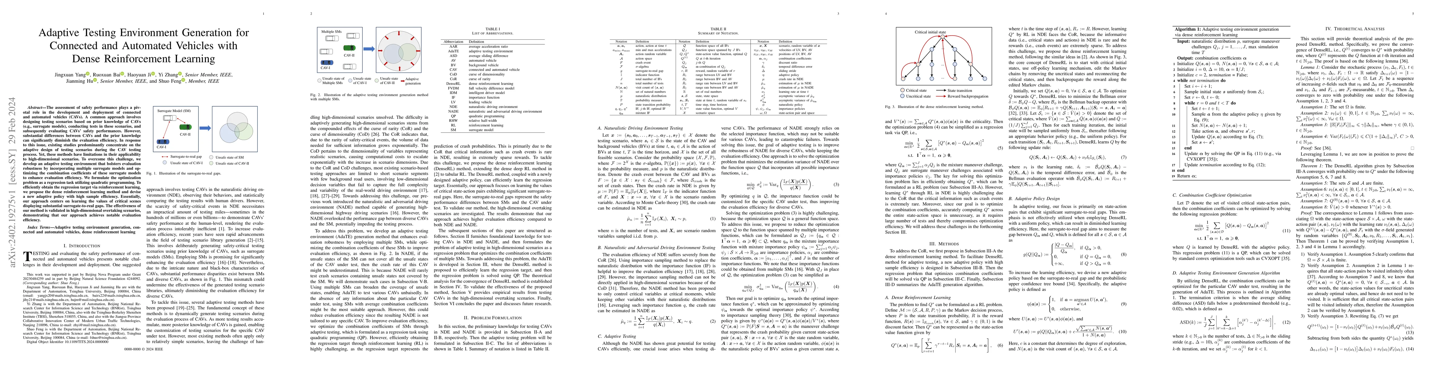 Thumbnail for Adaptive Testing Environment Generation for Connected and Automated
  Vehicles with Dense Reinforcement Learning