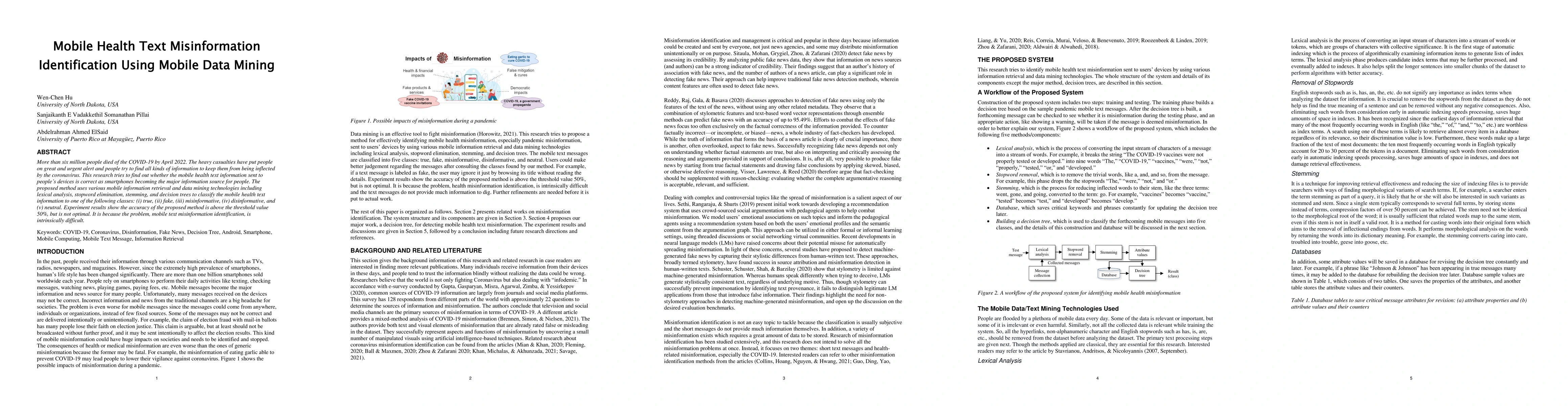 Thumbnail for Mobile Health Text Misinformation Identification Using Mobile Data
  Mining