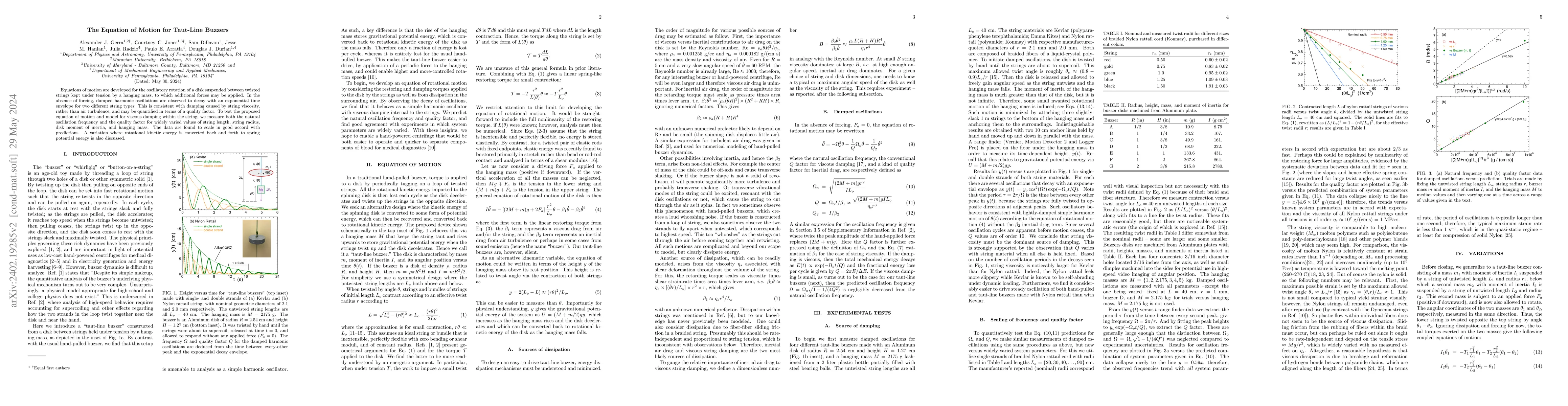 Thumbnail for The Equation of Motion for Taut-Line Buzzers