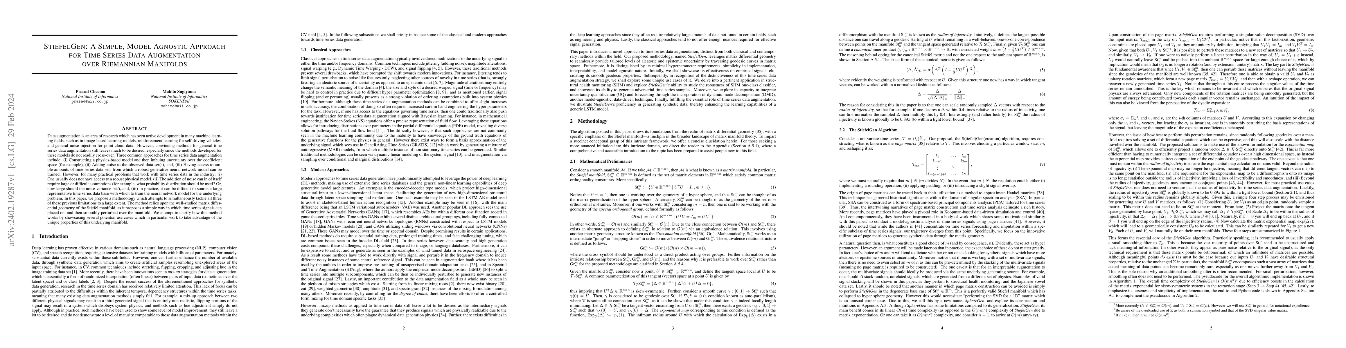 Thumbnail for StiefelGen: A Simple, Model Agnostic Approach for Time Series Data
  Augmentation over Riemannian Manifolds