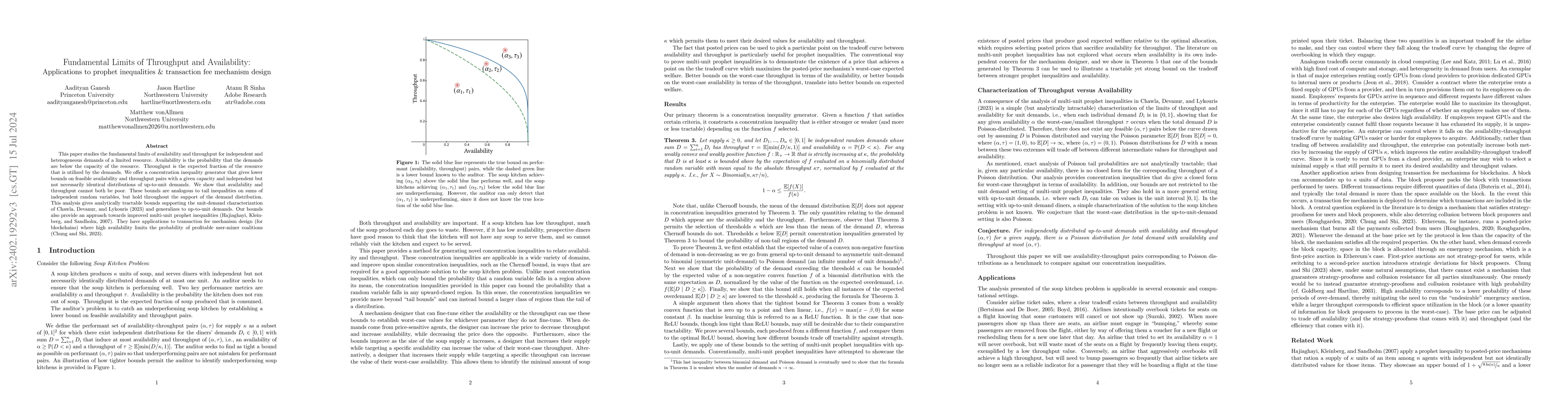 Thumbnail for Fundamental Limits of Throughput and Availability: Applications to
  prophet inequalities & transaction fee mechanism design