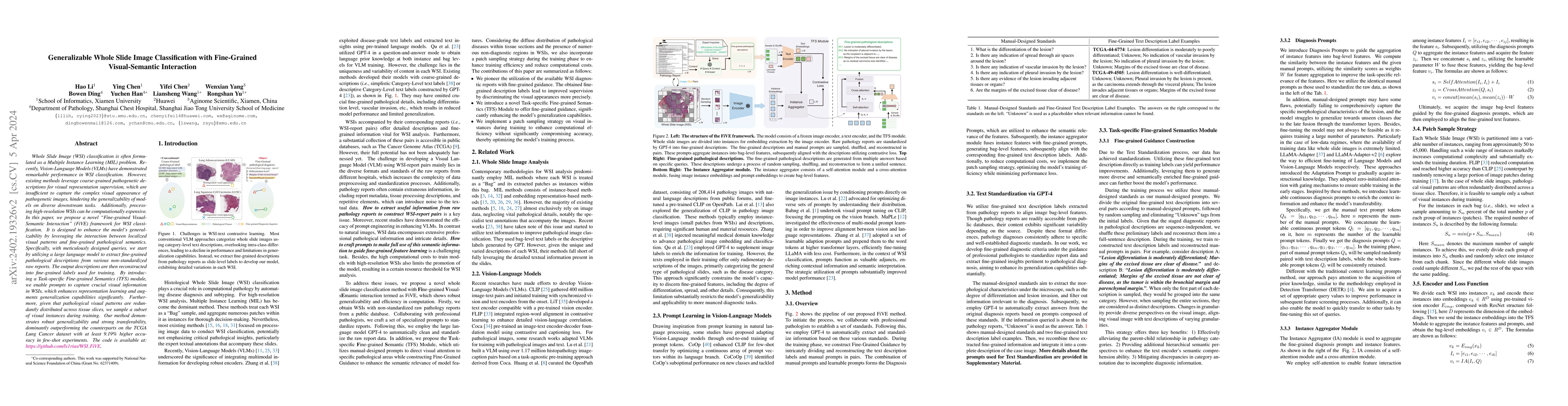 Thumbnail for Generalizable Whole Slide Image Classification with Fine-Grained
  Visual-Semantic Interaction