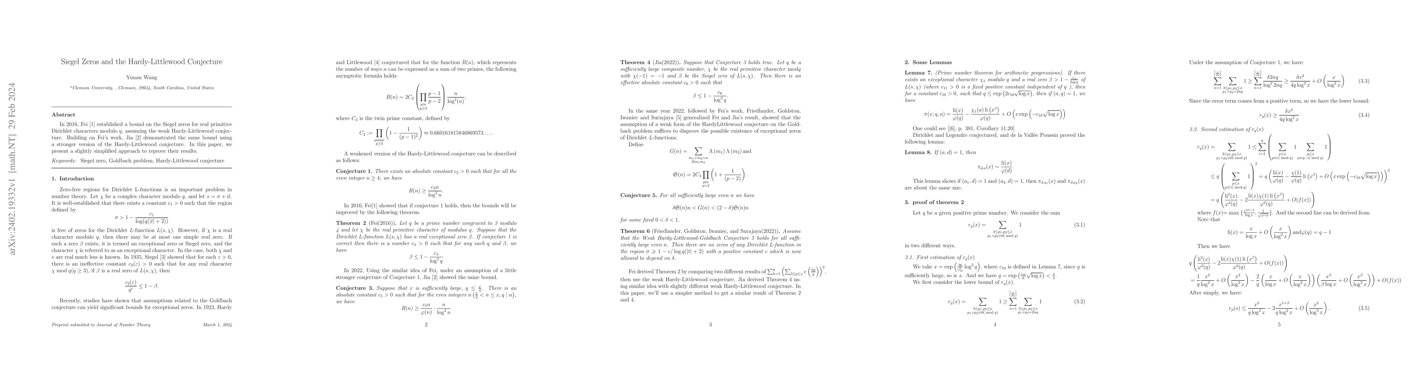 Thumbnail for Siegel Zeros and the Hardy-Littlewood Conjecture