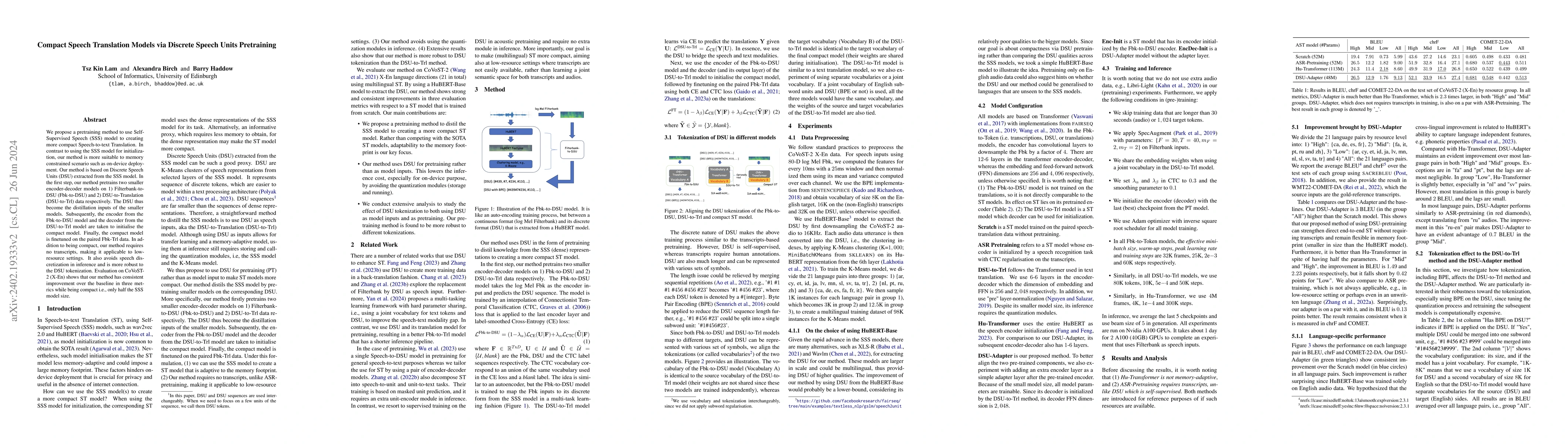 Thumbnail for Compact Speech Translation Models via Discrete Speech Units Pretraining