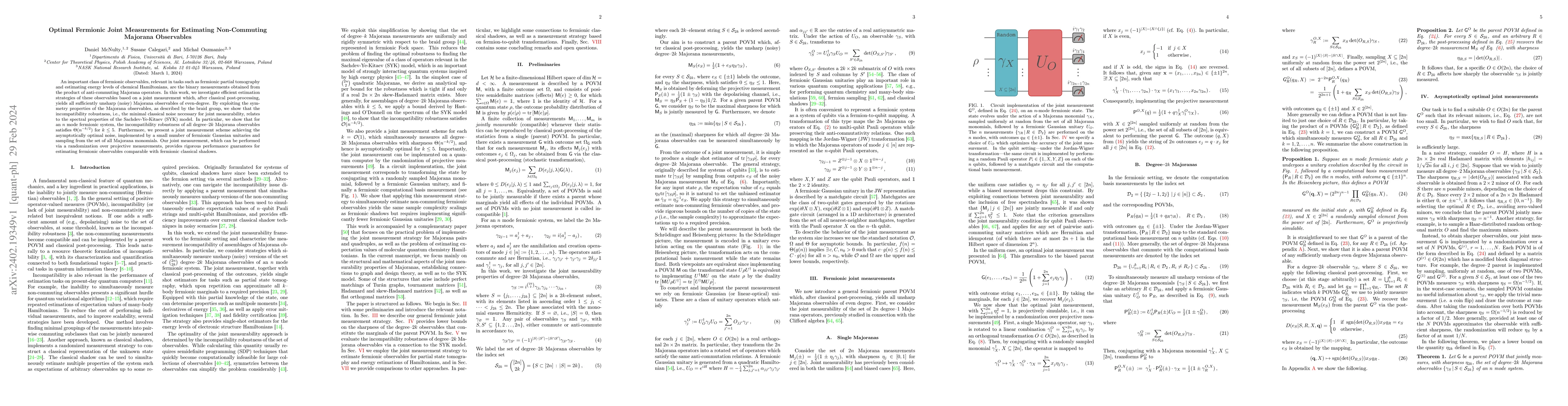 Thumbnail for Optimal Fermionic Joint Measurements for Estimating Non-Commuting
  Majorana Observables
