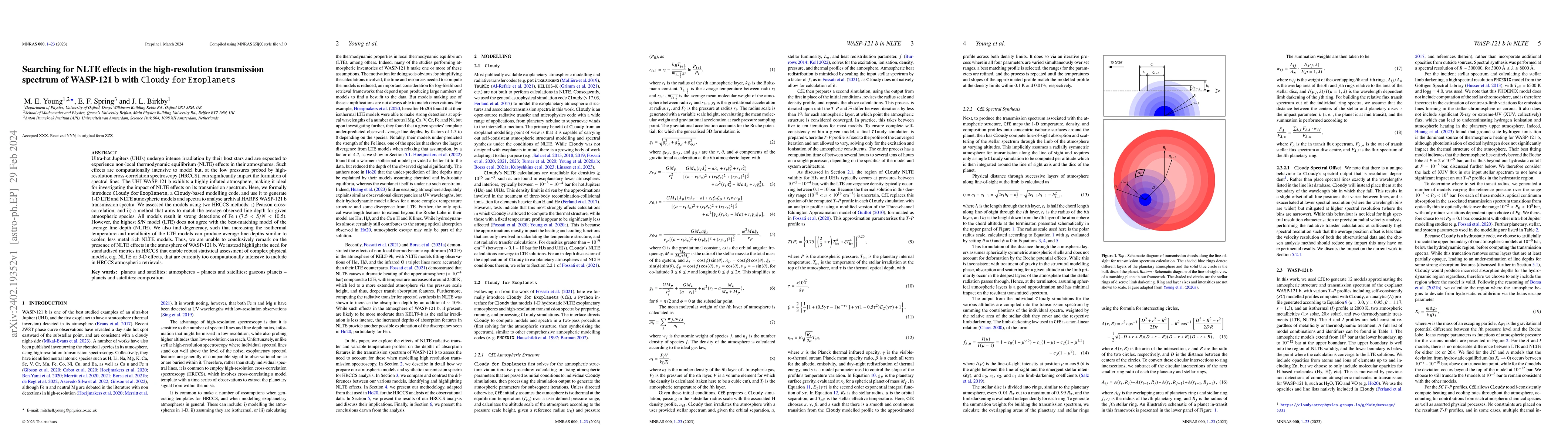 Thumbnail for Searching for NLTE effects in the high-resolution transmission spectrum
  of WASP-121 b with Cloudy for Exoplanets