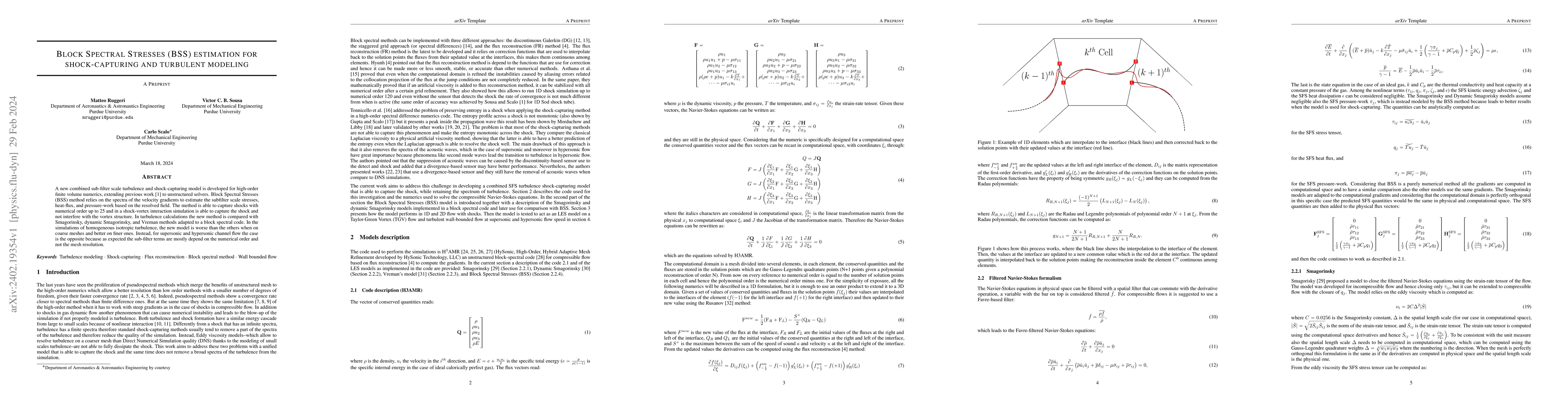 Thumbnail for Block Spectral Stresses (BSS) estimation for shock-capturing and
  turbulent modeling