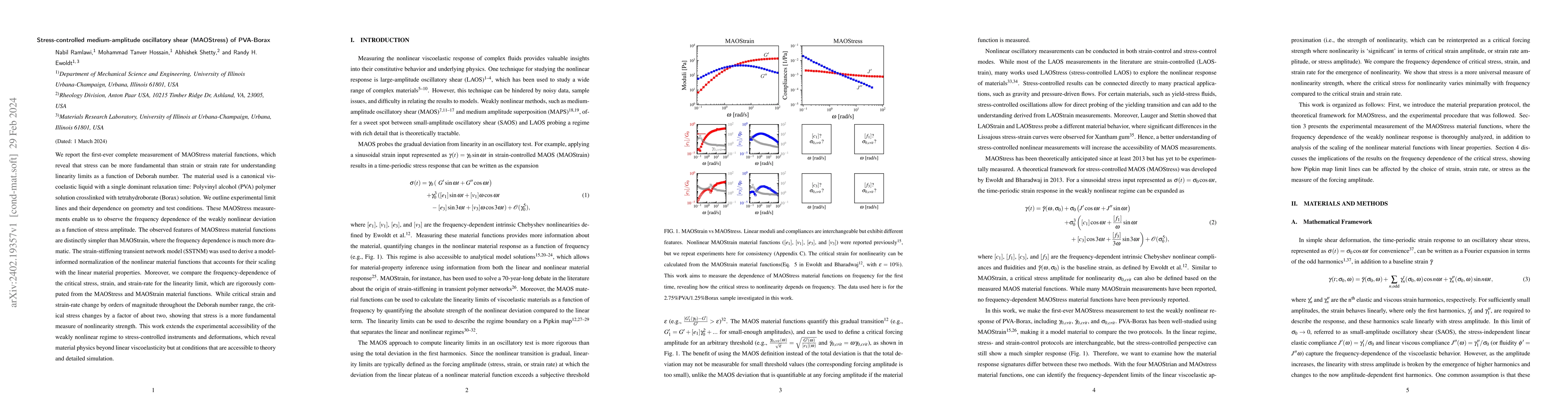 Thumbnail for Stress-controlled medium-amplitude oscillatory shear (MAOStress) of
  PVA-Borax