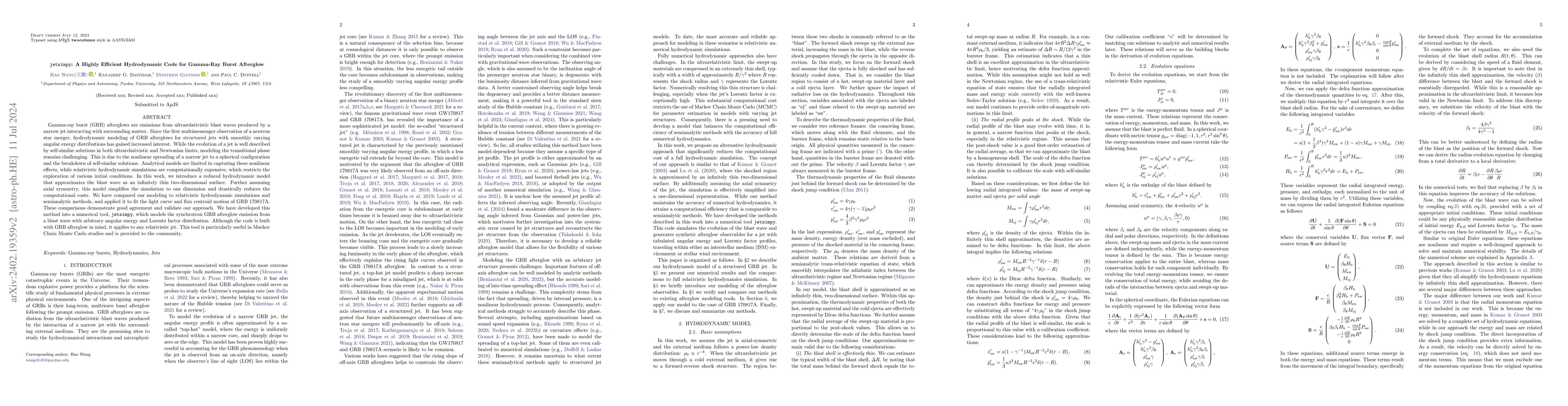 Thumbnail for jetsimpy: A Highly Efficient Hydrodynamic Code for Gamma-ray Burst
  Afterglow