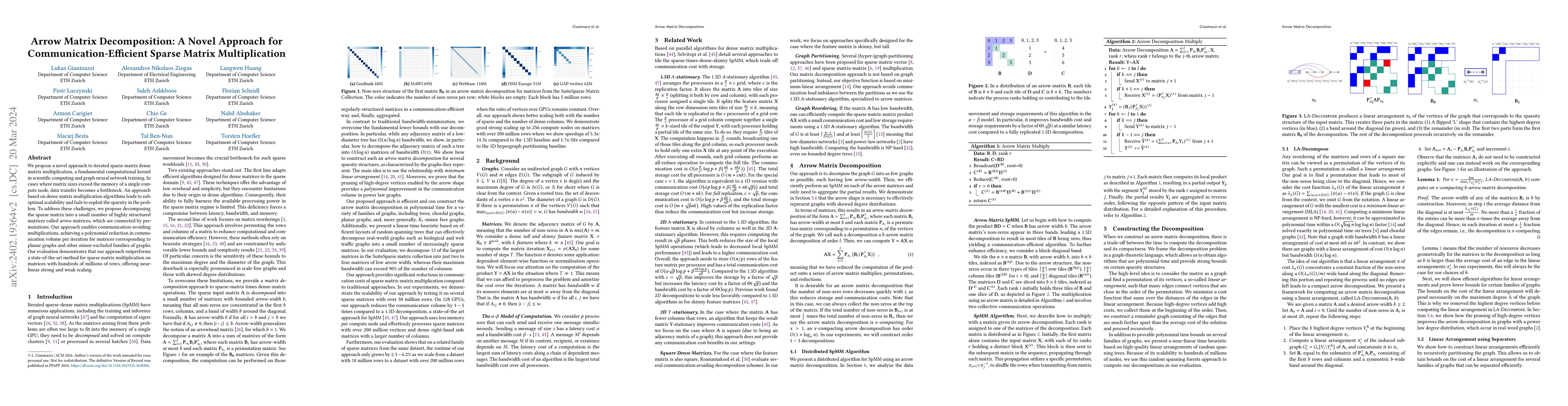 Thumbnail for Arrow Matrix Decomposition: A Novel Approach for Communication-Efficient
  Sparse Matrix Multiplication