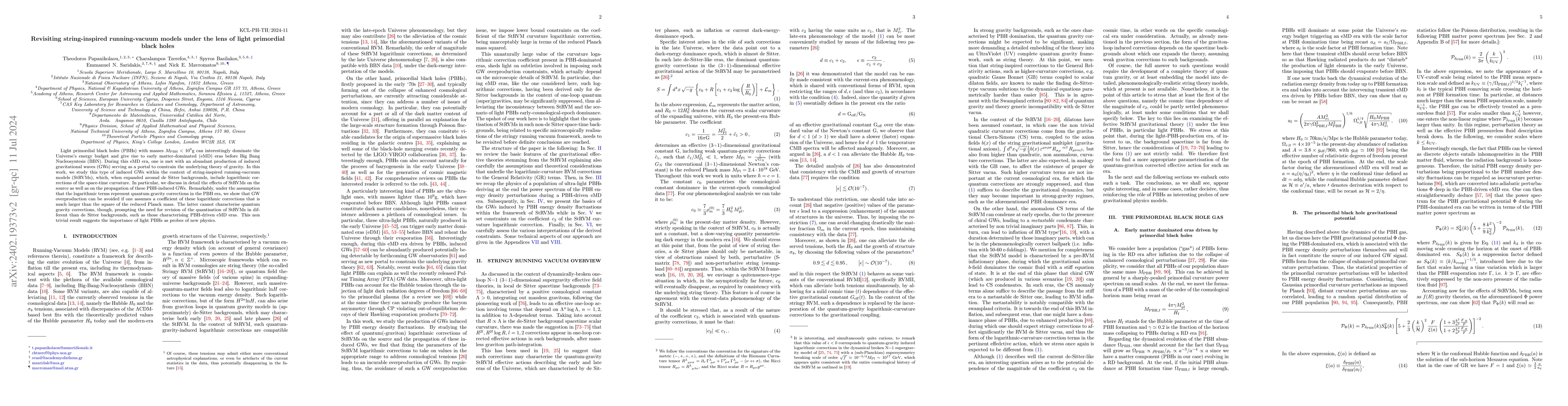 Thumbnail for Revisiting string-inspired running-vacuum models under the lens of light
  primordial black holes
