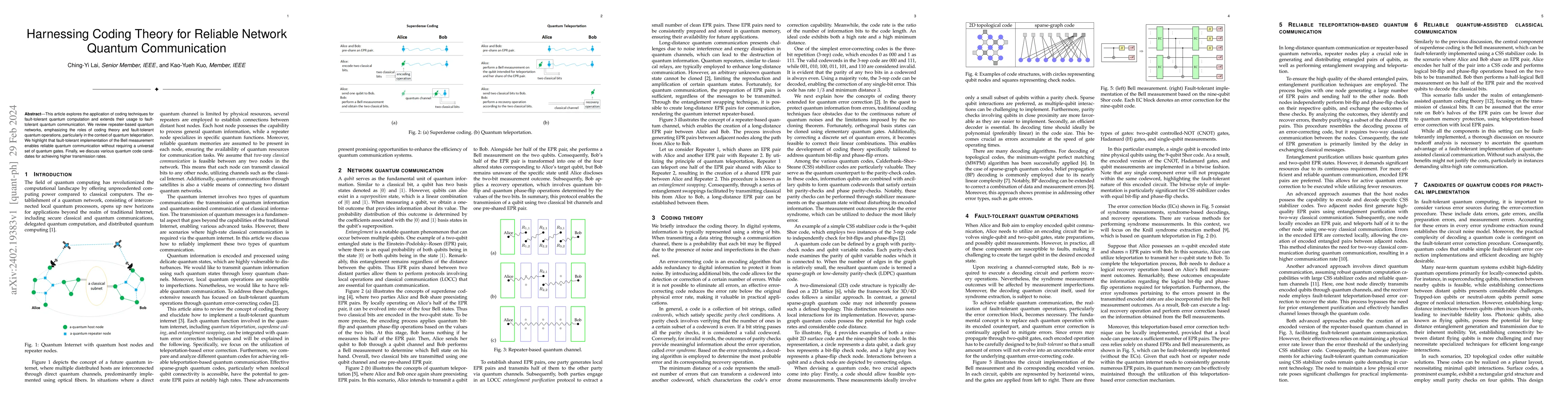 Thumbnail for Harnessing Coding Theory for Reliable Network Quantum Communication