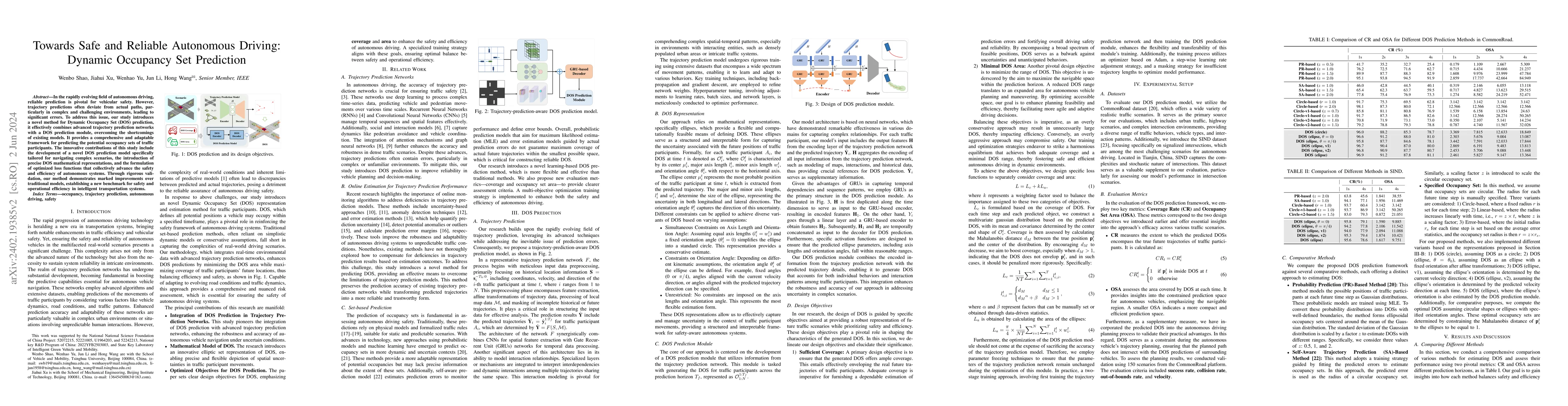 Thumbnail for Towards Safe and Reliable Autonomous Driving: Dynamic Occupancy Set
  Prediction