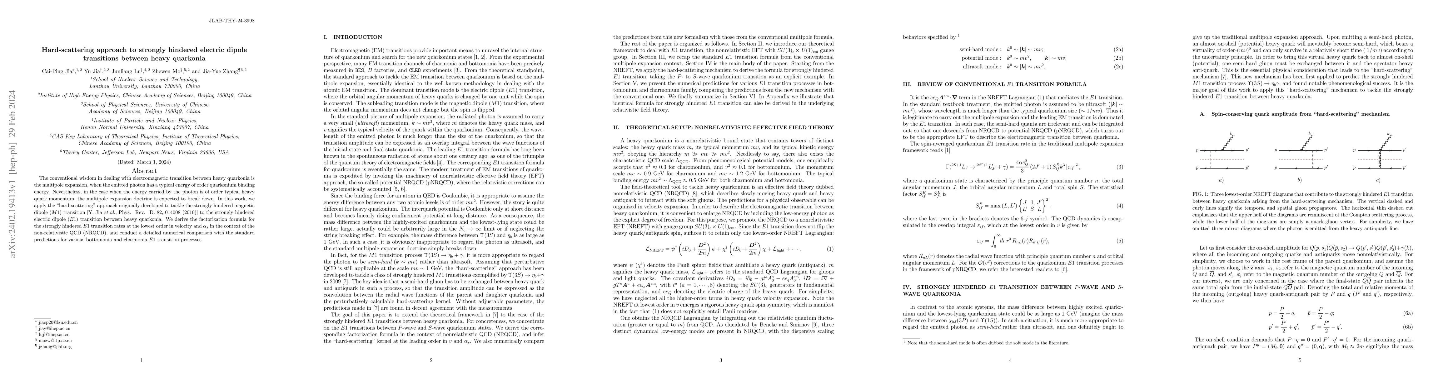 Thumbnail for Hard-scattering approach to strongly hindered electric dipole
  transitions between heavy quarkonia