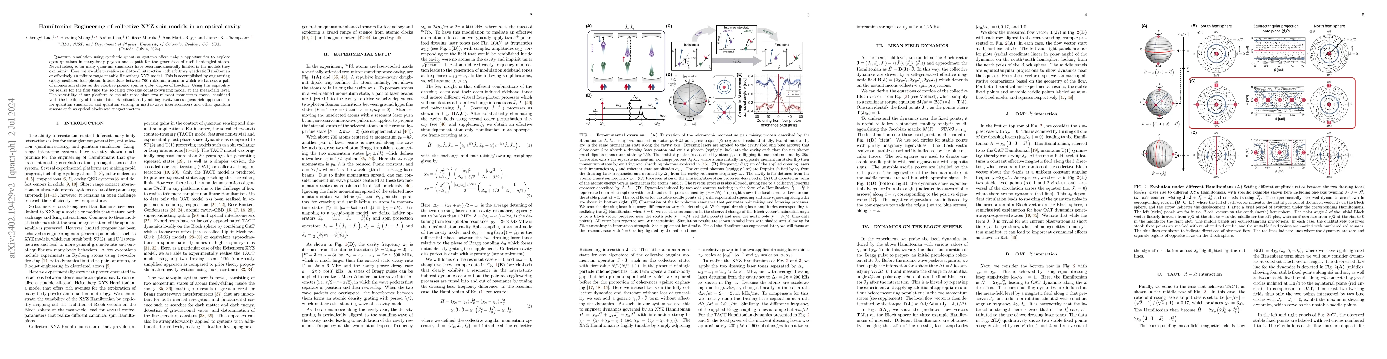 Thumbnail for Hamiltonian Engineering of collective XYZ spin models in an optical
  cavity