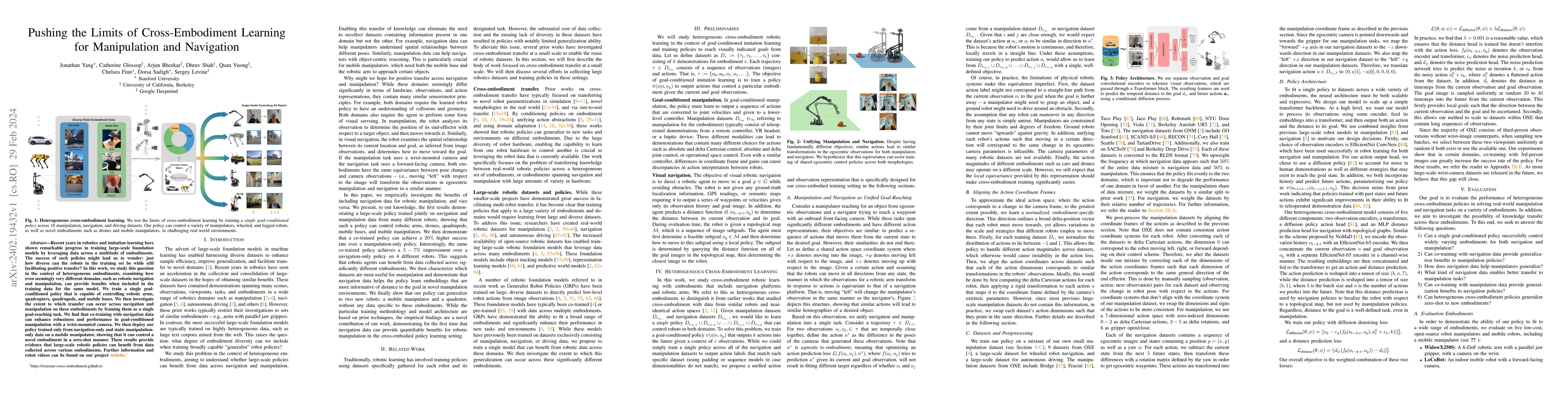 Thumbnail for Pushing the Limits of Cross-Embodiment Learning for Manipulation and
  Navigation
