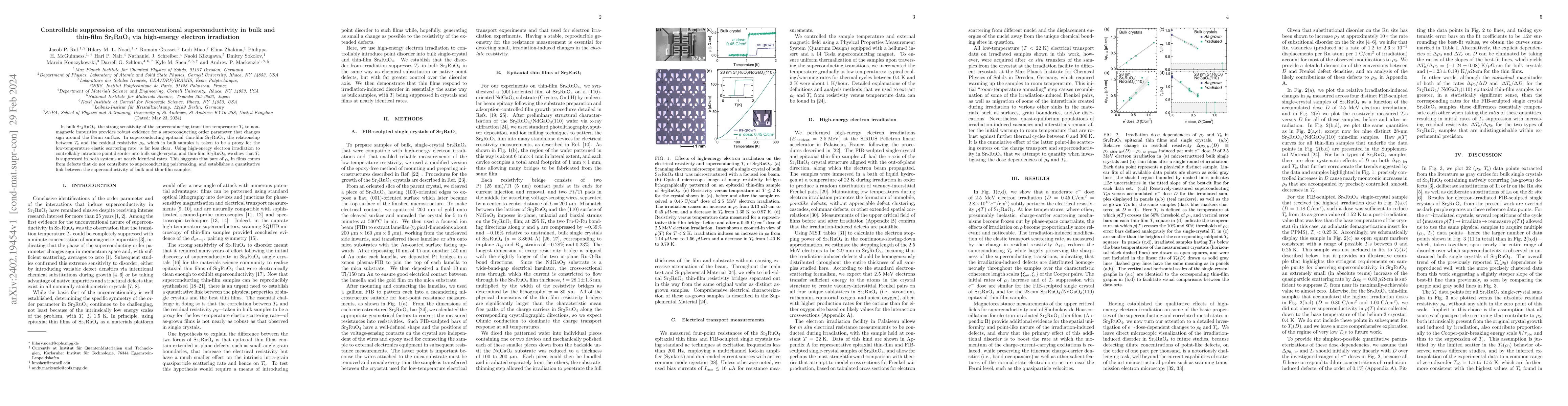 Thumbnail for Controllable suppression of the unconventional superconductivity in bulk
  and thin-film Sr$_{2}$RuO$_{4}$ via high-energy electron irradiation