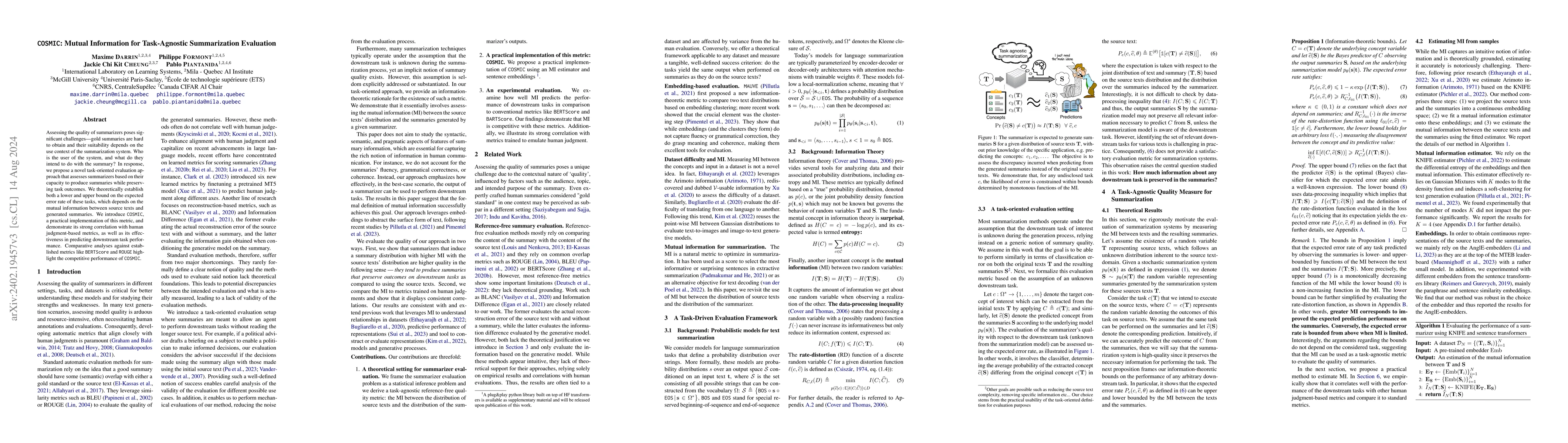 Thumbnail for $\texttt{COSMIC}$: Mutual Information for Task-Agnostic Summarization
  Evaluation