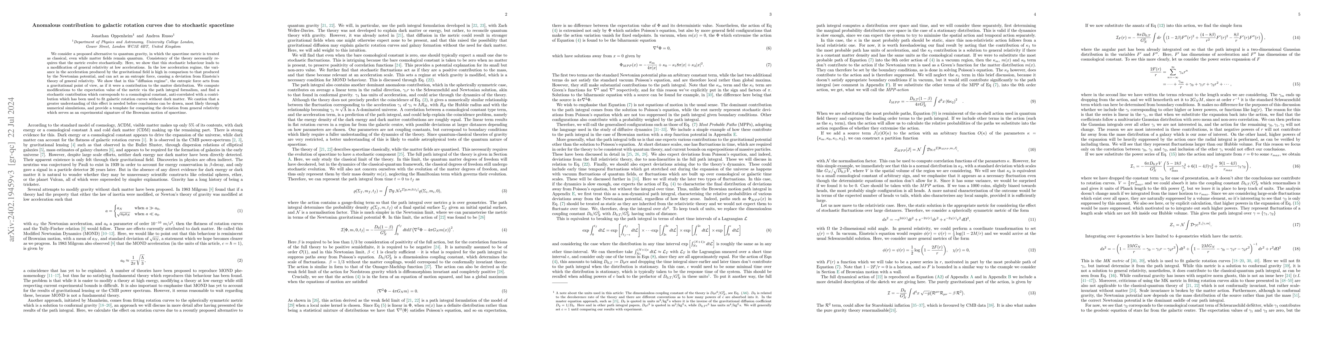 Thumbnail for Anomalous contribution to galactic rotation curves due to stochastic
  spacetime