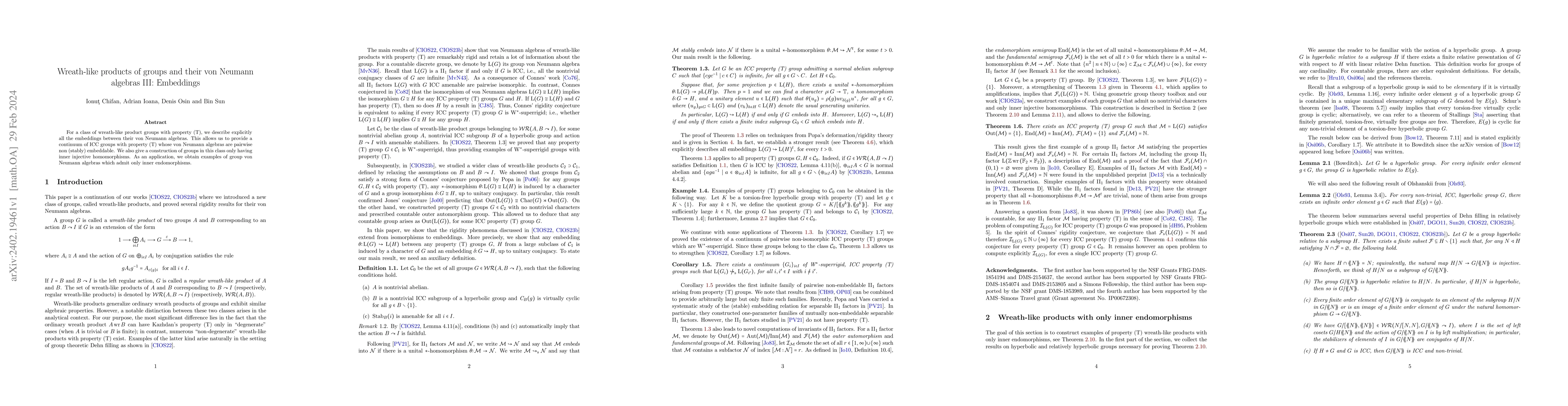 Thumbnail for Wreath-like products of groups and their von Neumann algebras III:
  Embeddings
