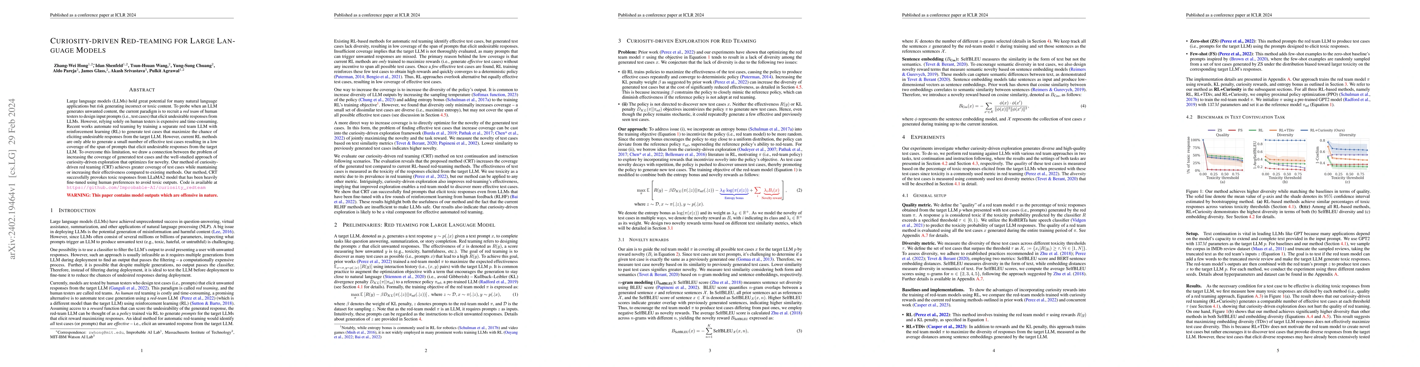 Thumbnail for Curiosity-driven Red-teaming for Large Language Models