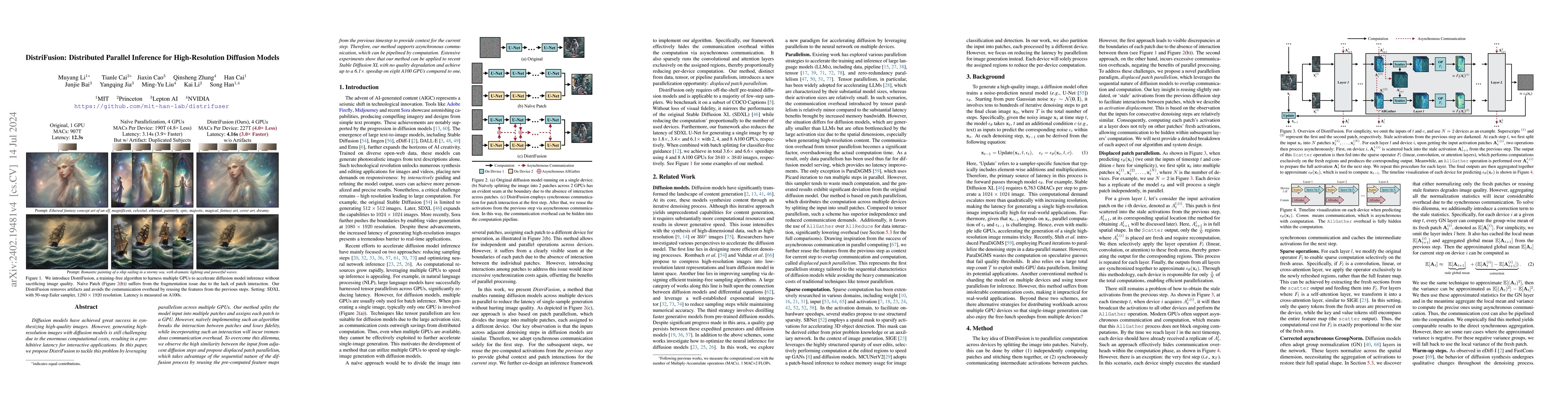 Thumbnail for DistriFusion: Distributed Parallel Inference for High-Resolution
  Diffusion Models