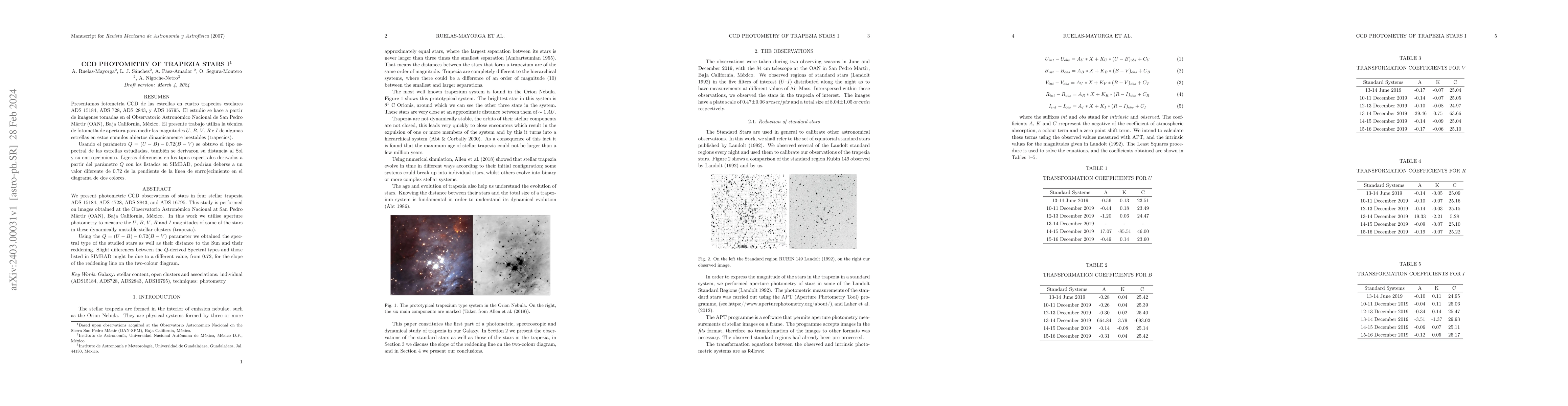 Thumbnail for CCD Photometry of Trapezia Stars I