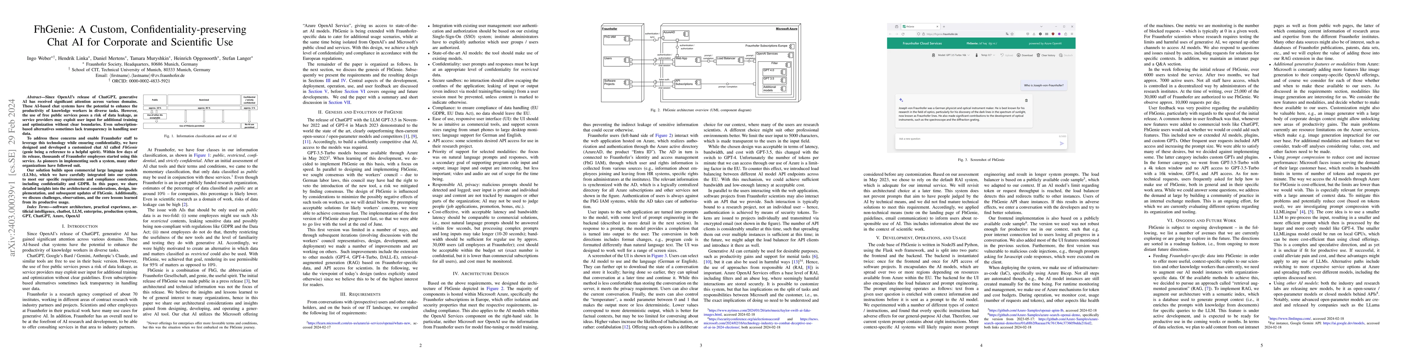 Thumbnail for FhGenie: A Custom, Confidentiality-preserving Chat AI for Corporate and
  Scientific Use