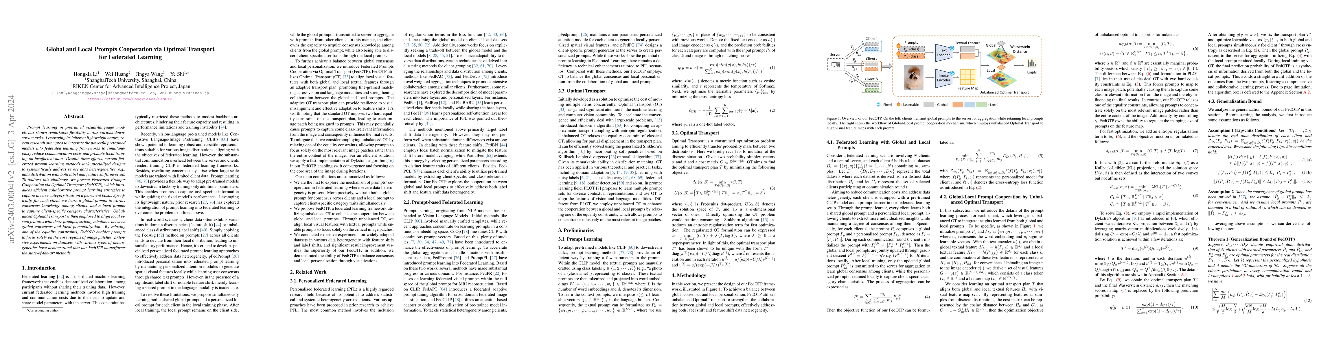 Thumbnail for Global and Local Prompts Cooperation via Optimal Transport for Federated
  Learning
