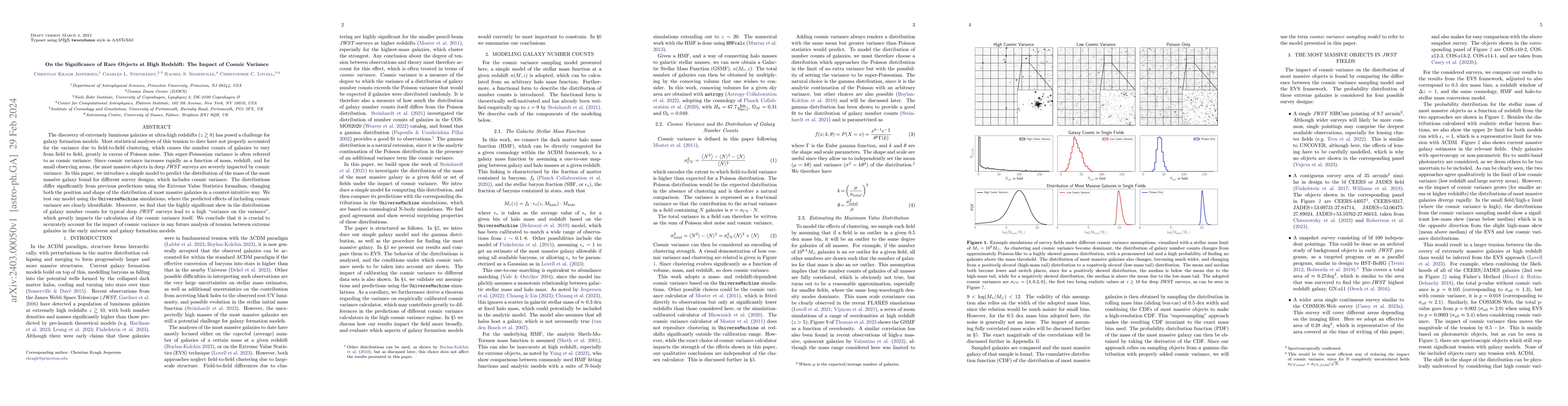 Thumbnail for On the Significance of Rare Objects at High Redshift: The Impact of
  Cosmic Variance