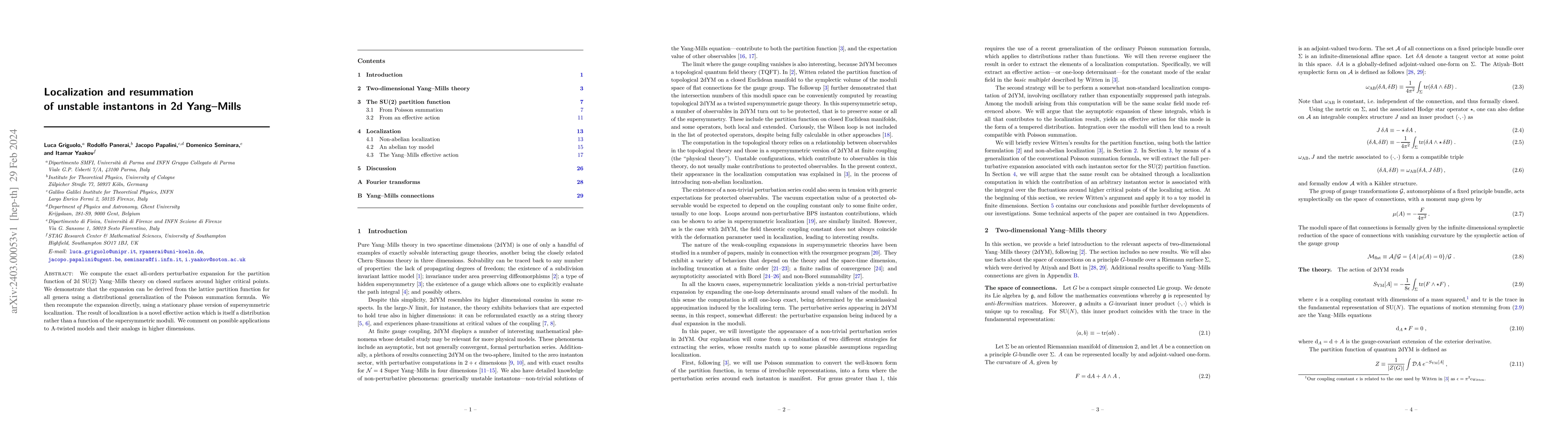 Thumbnail for Localization and resummation of unstable instantons in 2d Yang-Mills