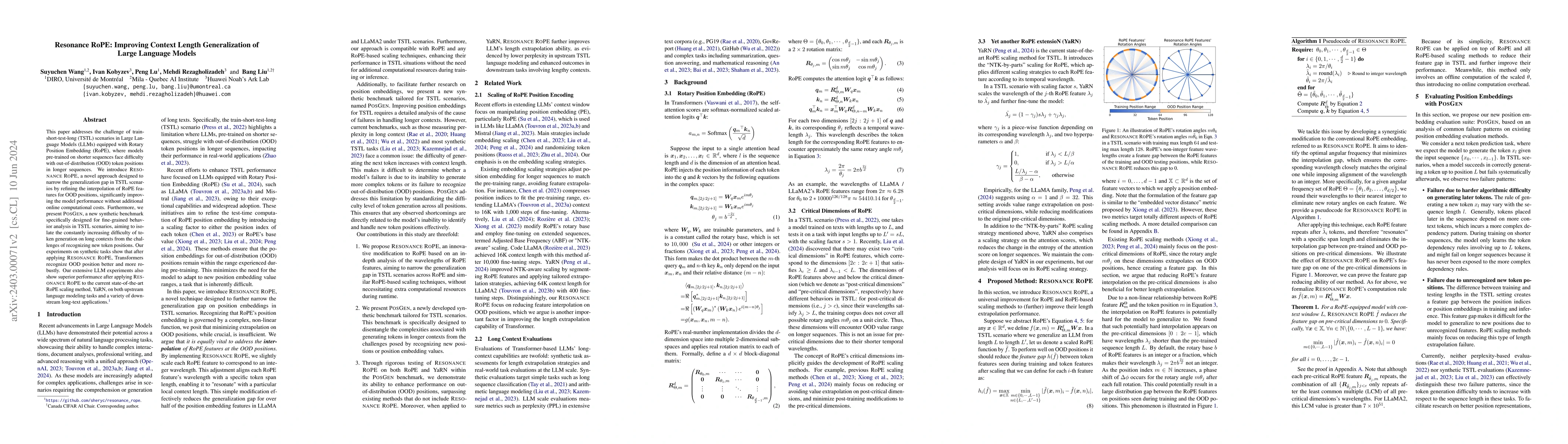 Thumbnail for Resonance RoPE: Improving Context Length Generalization of Large
  Language Models