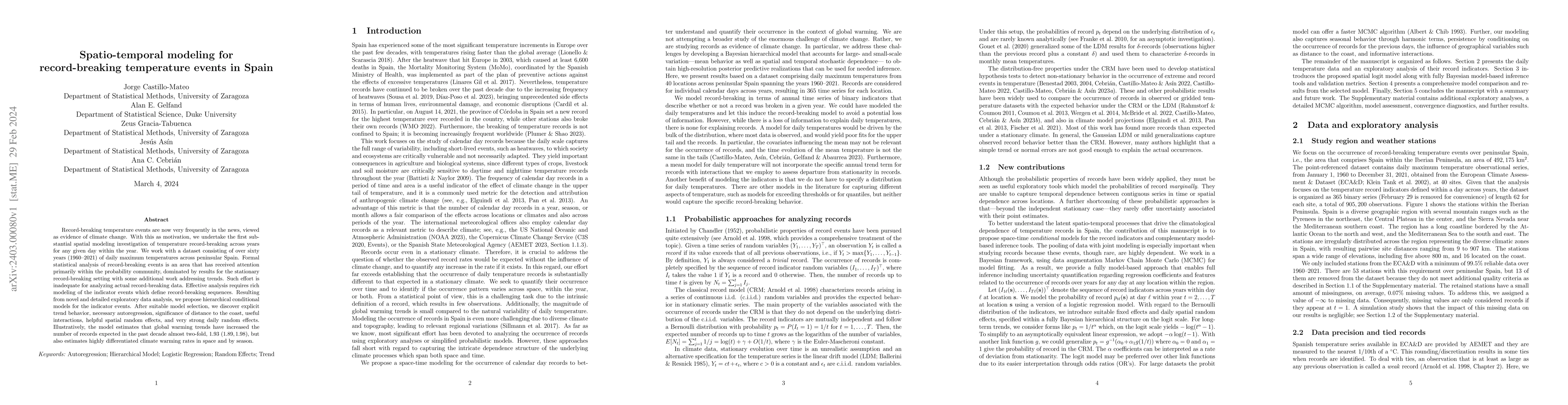 Thumbnail for Spatio-temporal modeling for record-breaking temperature events in Spain