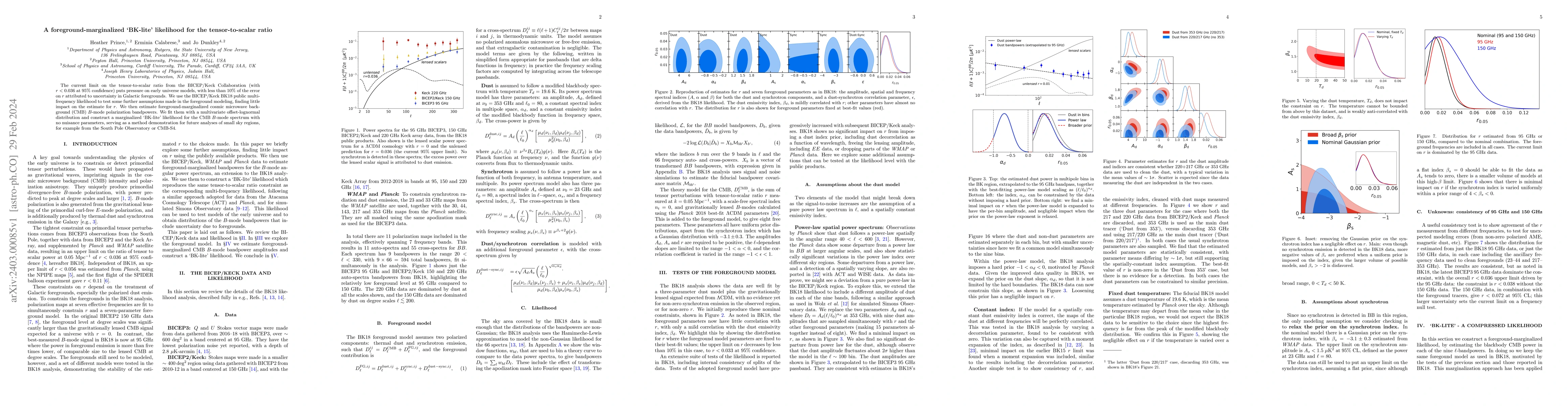 Thumbnail for A foreground-marginalized 'BK-lite' likelihood for the tensor-to-scalar
  ratio