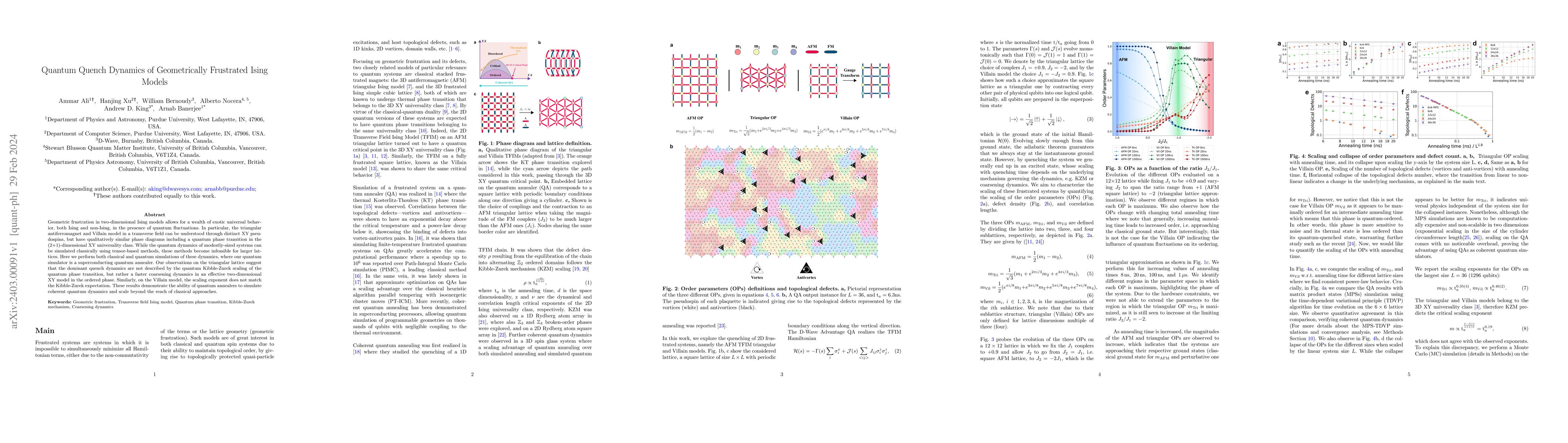 Thumbnail for Quantum Quench Dynamics of Geometrically Frustrated Ising Models