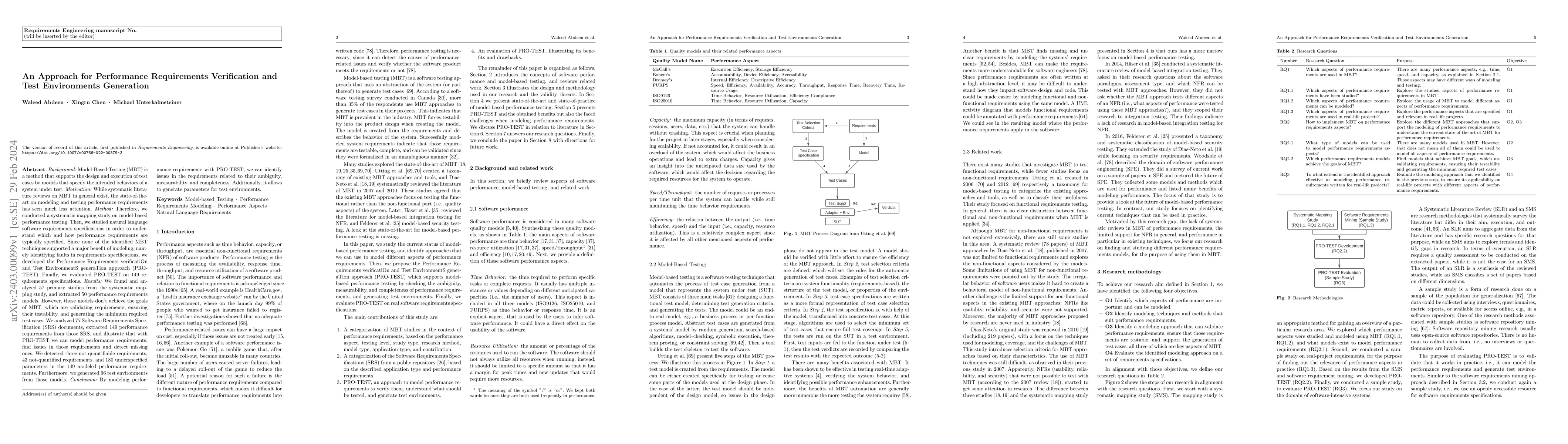 Thumbnail for An approach for performance requirements verification and test
  environments generation
