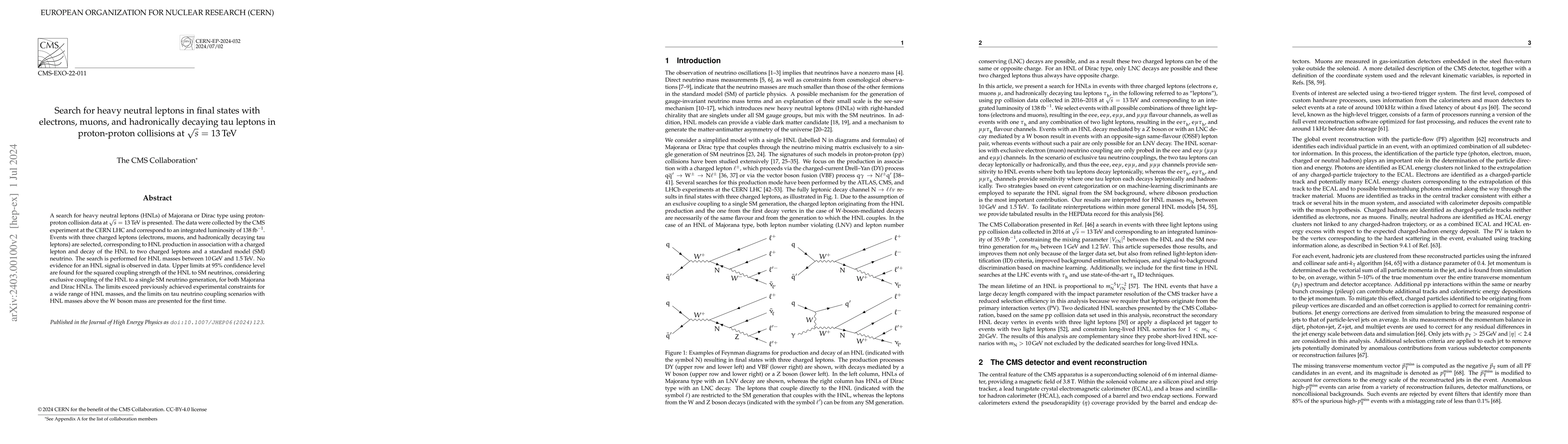 Thumbnail for Search for heavy neutral leptons in final states with electrons, muons,
  and hadronically decaying tau leptons in proton-proton collisions at
  $\sqrt{s}$ = 13 TeV