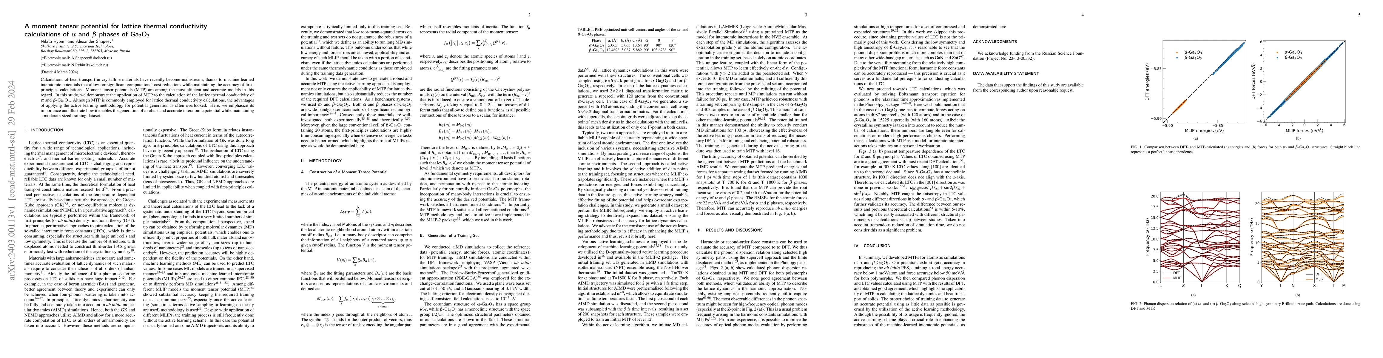 Thumbnail for A moment tensor potential for lattice thermal conductivity calculations
  of alpha and beta phases of Ga2O3