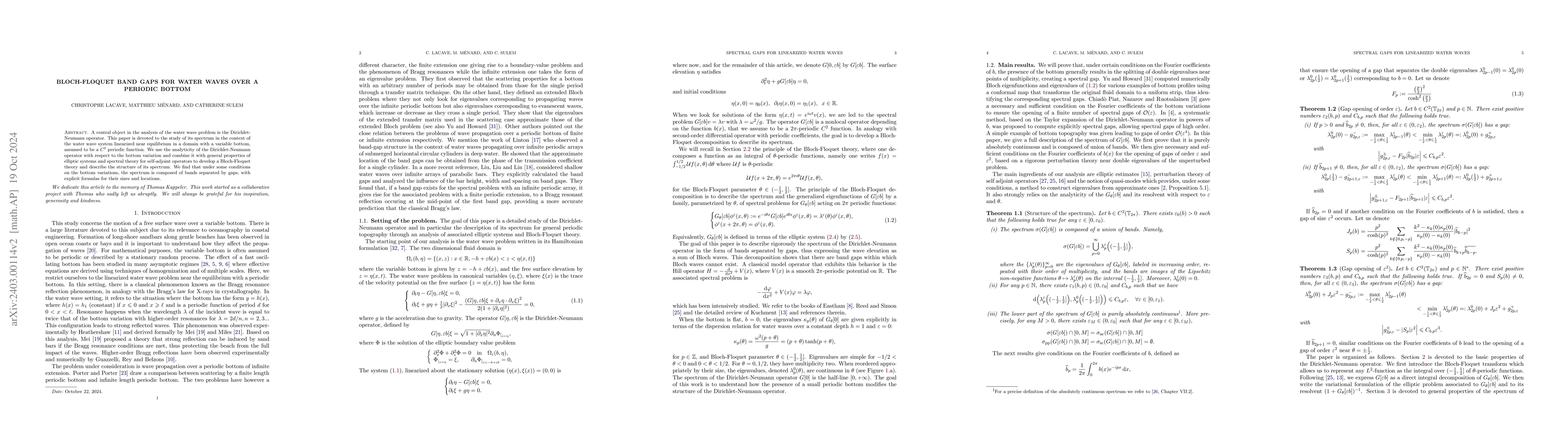 Thumbnail for Bloch-Floquet band gaps for water waves over a periodic bottom
