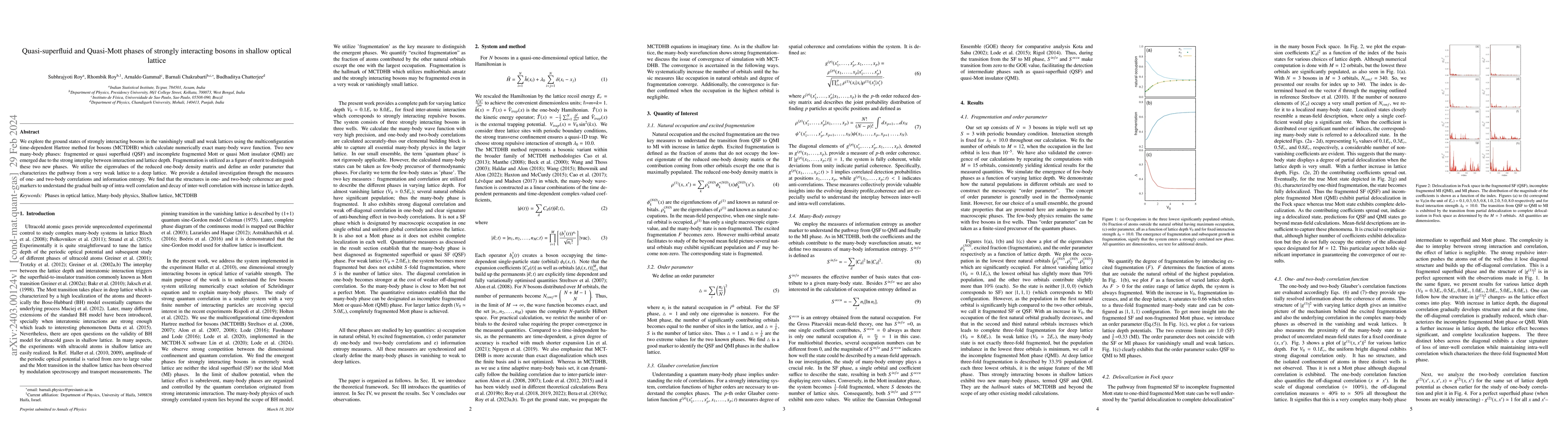 Thumbnail for Quasi-superfluid and Quasi-Mott phases of strongly interacting bosons in
  shallow optical lattice