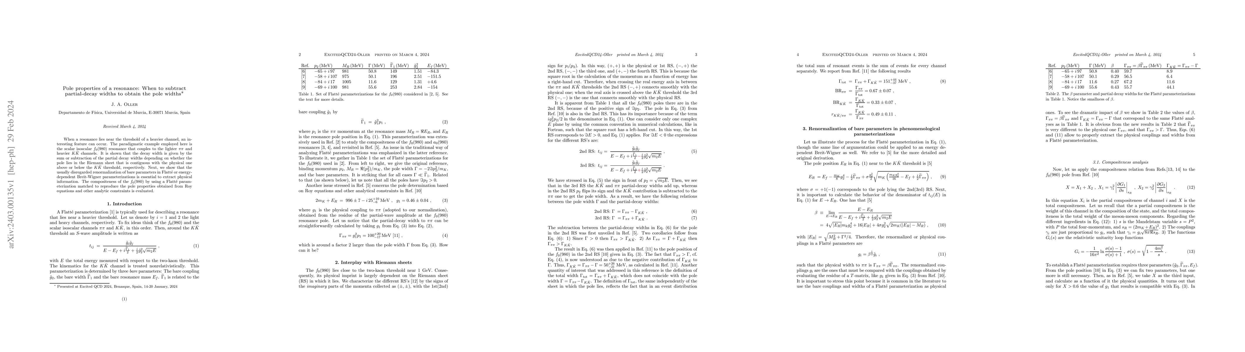 Thumbnail for Pole properties of a resonance: When to subtract partial-decay widths to
  obtain the pole widths