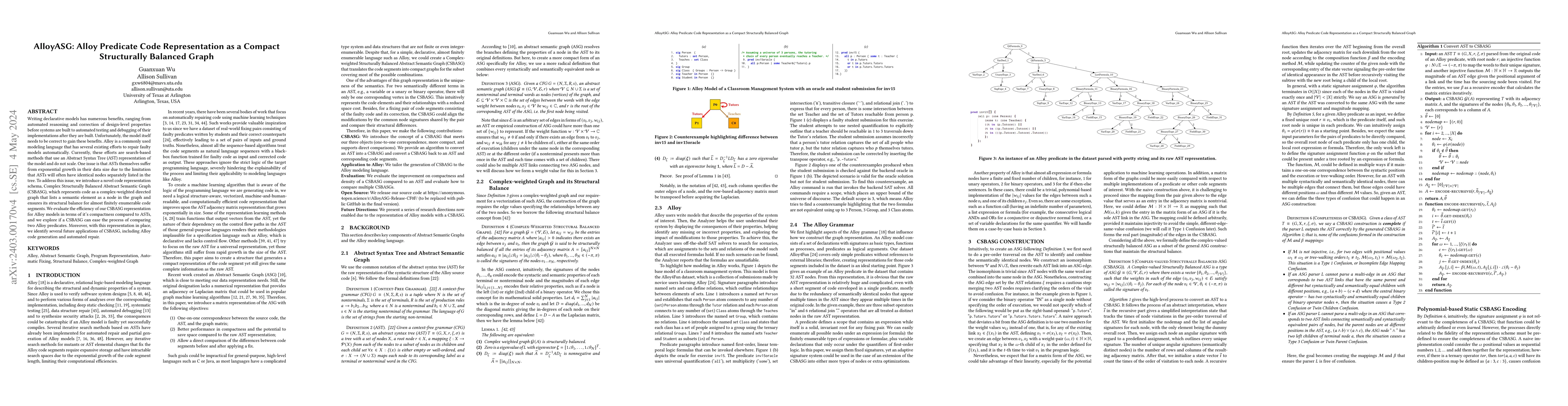 Thumbnail for AlloyASG: Alloy Predicate Code Representation as a Compact Structurally
  Balanced Graph