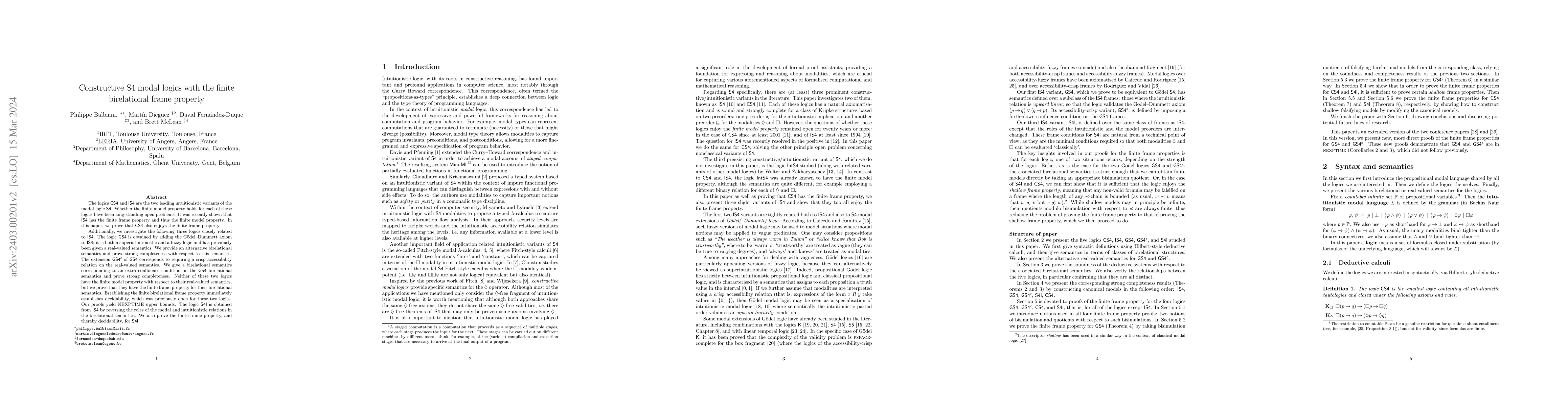 Thumbnail for Constructive S4 modal logics with the finite birelational frame property