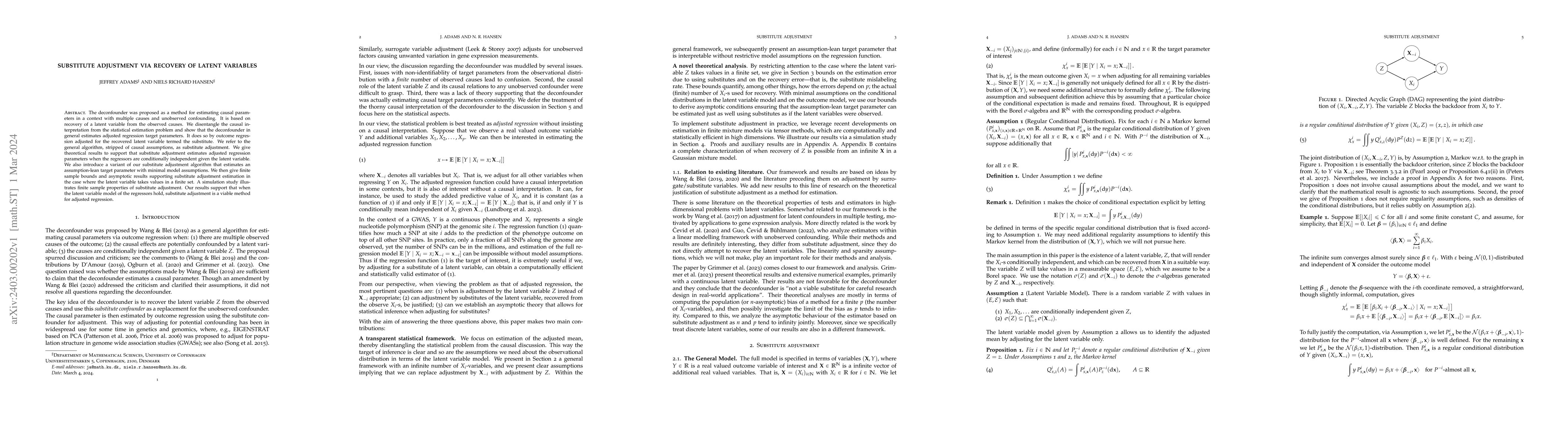 Thumbnail for Substitute adjustment via recovery of latent variables