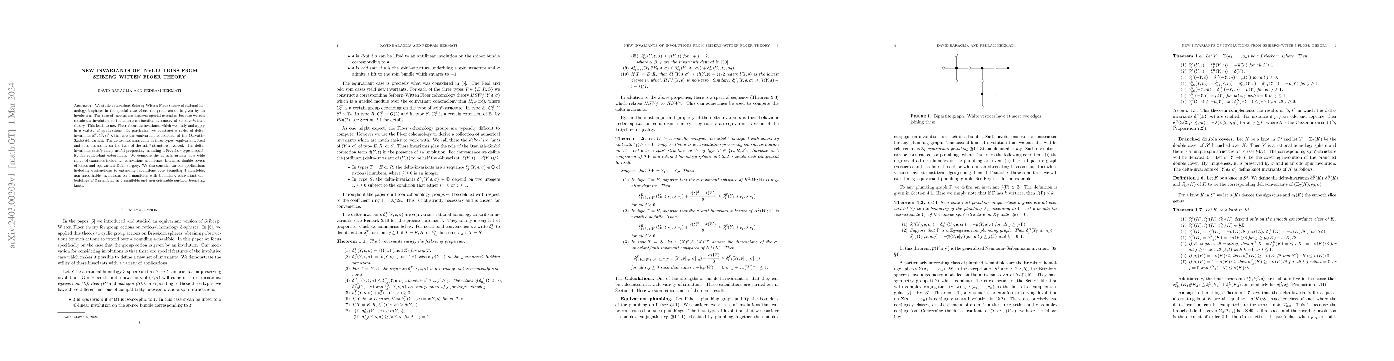 Thumbnail for New invariants of involutions from Seiberg-Witten Floer theory